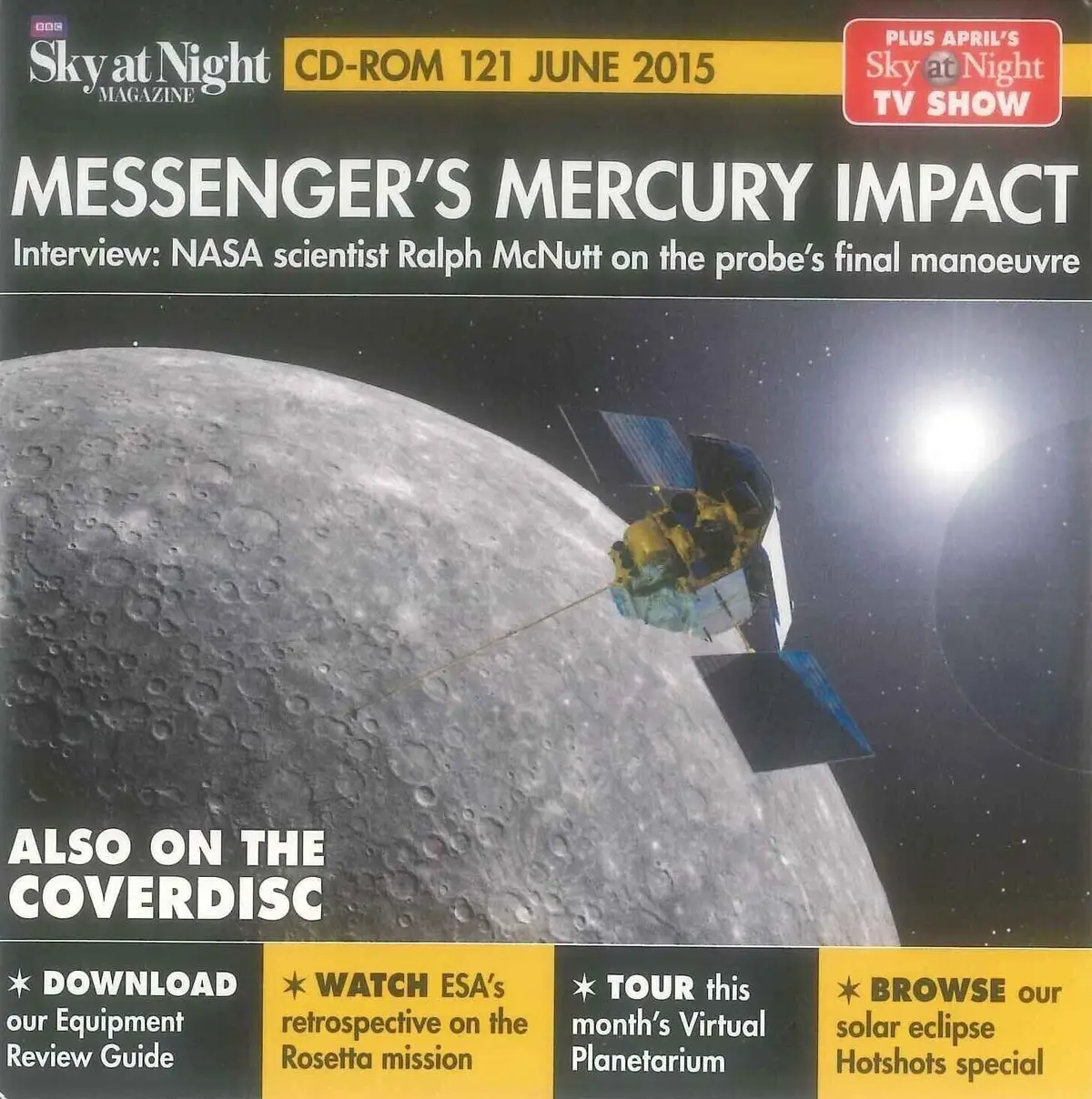 BBC Sky at Night CD-ROM, Messenger's Mercury Impact #121 June 2015, Windows, Mac