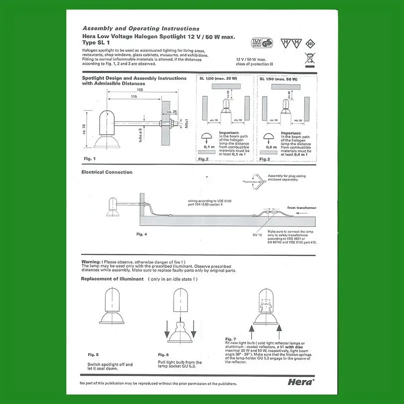 Hera Low Voltage Halogen Spotlight 12V SL 1 300mm MiniS Connection With 20W Bulb - image 5 | Free standard UK delivery included | Discount Quality Products