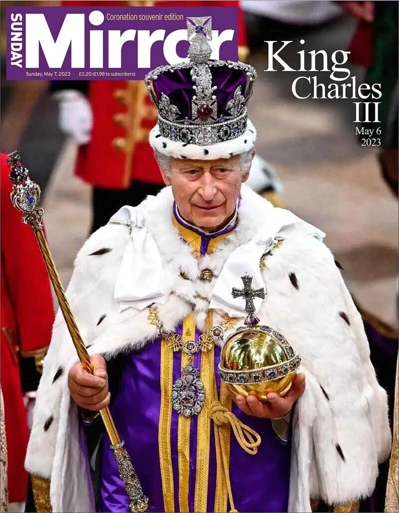 Sunday Mirror Newspaper Coronation of King Charles III, Historic, Royal 7.5.2023