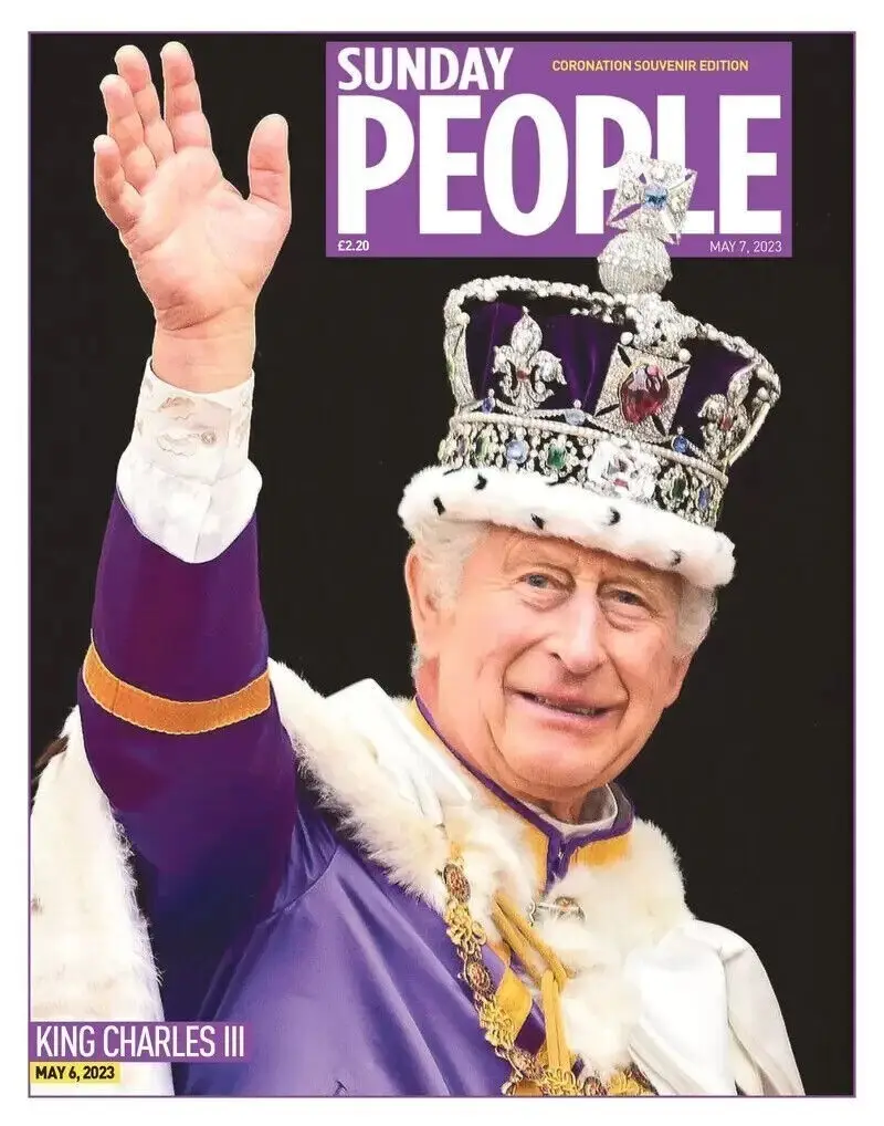 Sunday People Newspaper King Charles III Coronation Royal Crown Souvenir 7.5.23 - Free standard UK delivery included | Discount Quality Products