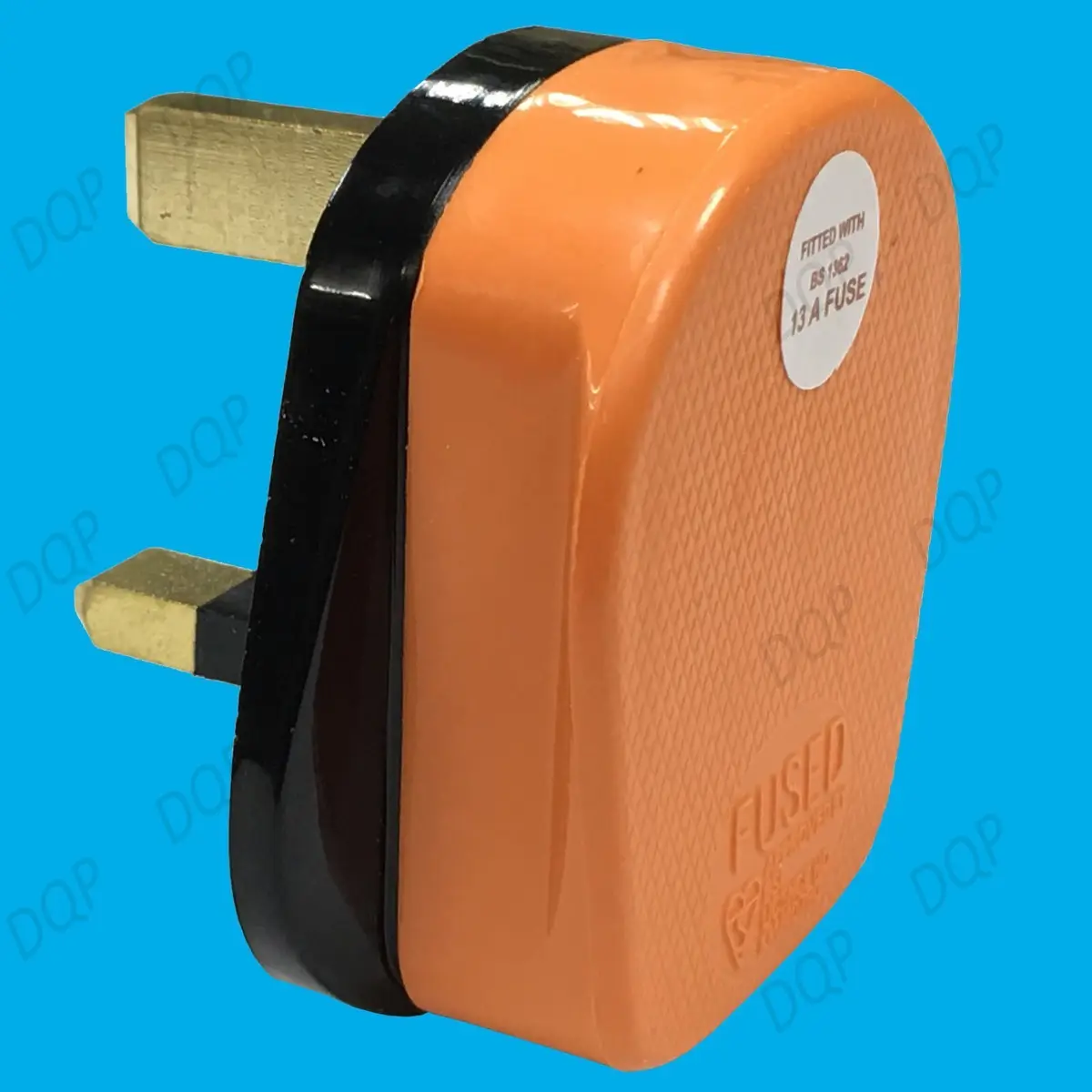 4x 13A Orange High Impact Rubber UK 3 Pin Mains Rewireable Extension Fused Plug