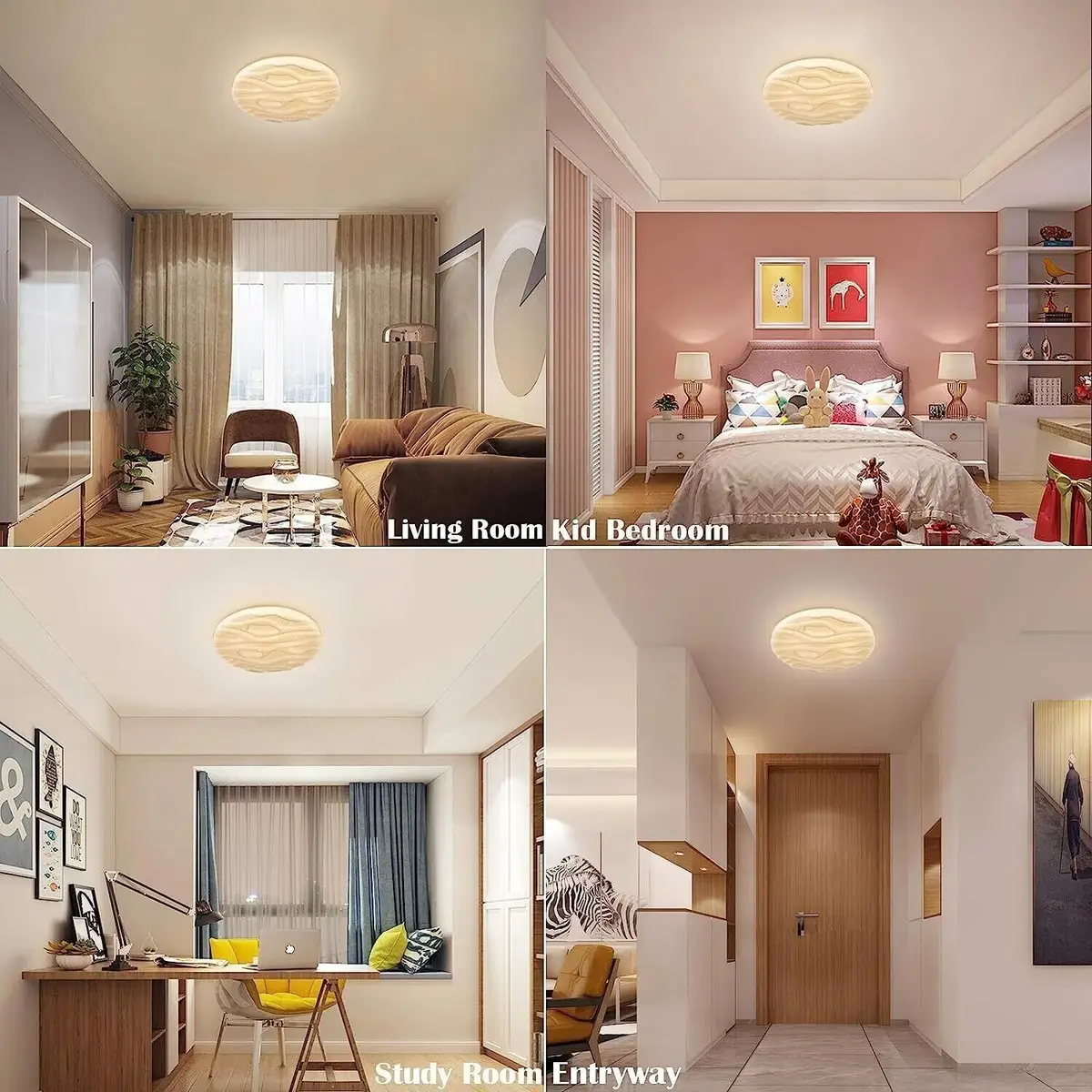 1x LUSUNT 18W (=100W) LED Round Patterned Ceiling Light Warm 3000K, 1500lm, IP44 - image 3 | Free standard UK delivery included | Discount Quality Products