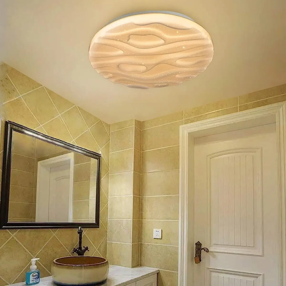 1x LUSUNT 18W (=100W) LED Round Patterned Ceiling Light Warm 3000K, 1500lm, IP44 - image 4 | Free standard UK delivery included | Discount Quality Products