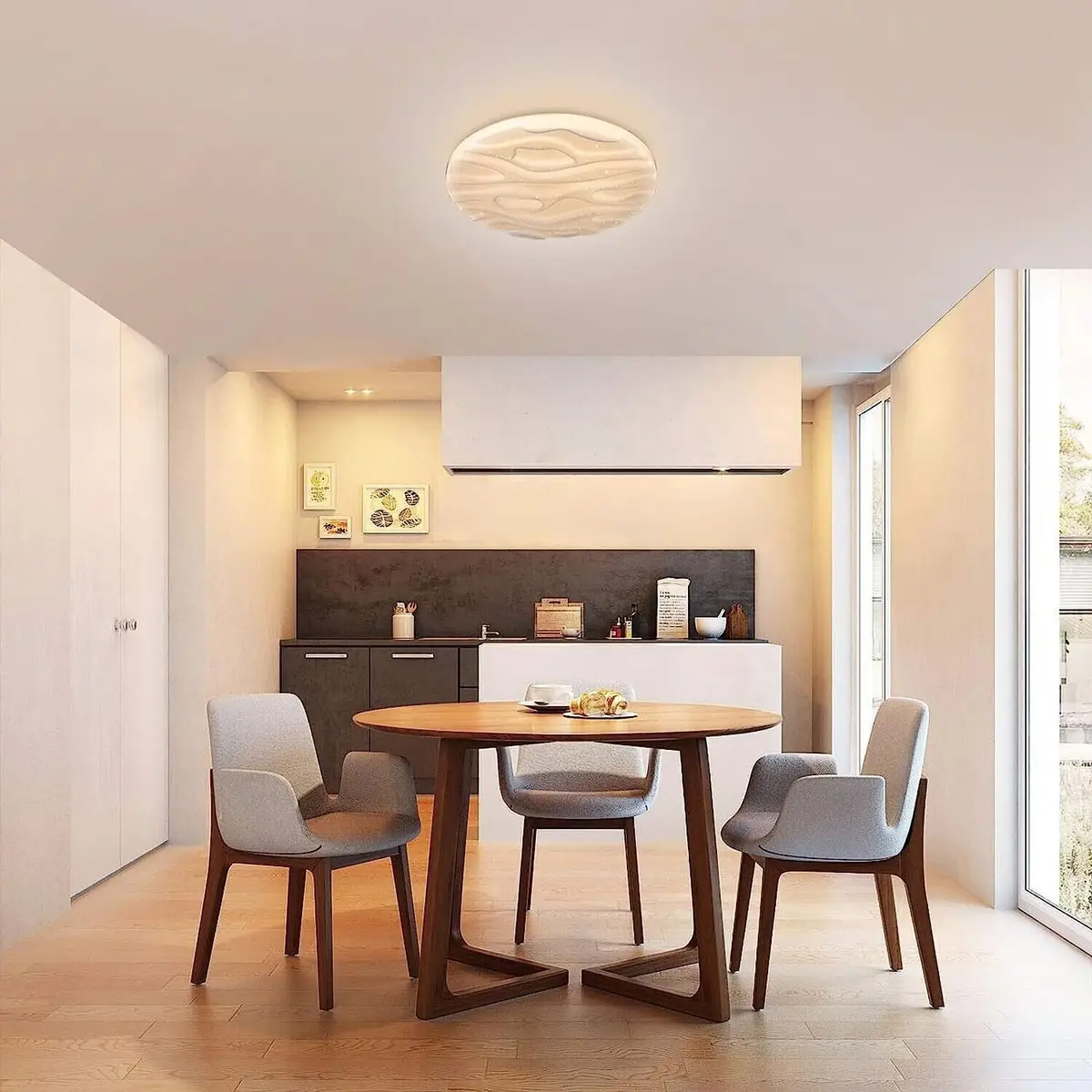 1x LUSUNT 18W (=100W) LED Round Patterned Ceiling Light Warm 3000K, 1500lm, IP44 - image 5 | Free standard UK delivery included | Discount Quality Products