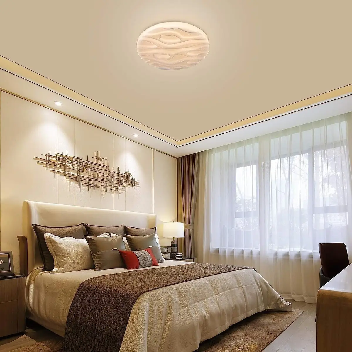 1x LUSUNT 18W (=100W) LED Round Patterned Ceiling Light Warm 3000K, 1500lm, IP44 - image 6 | Free standard UK delivery included | Discount Quality Products