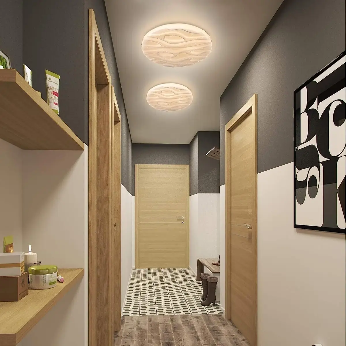 1x LUSUNT 18W (=100W) LED Round Patterned Ceiling Light Warm 3000K, 1500lm, IP44 - image 7 | Free standard UK delivery included | Discount Quality Products