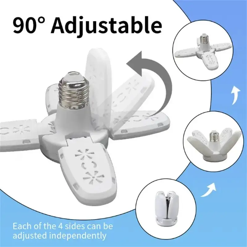 1x 28W LED Light Bulb E27 Folding Fan Blade Ceiling Lamp, Garage, Workshop, Home