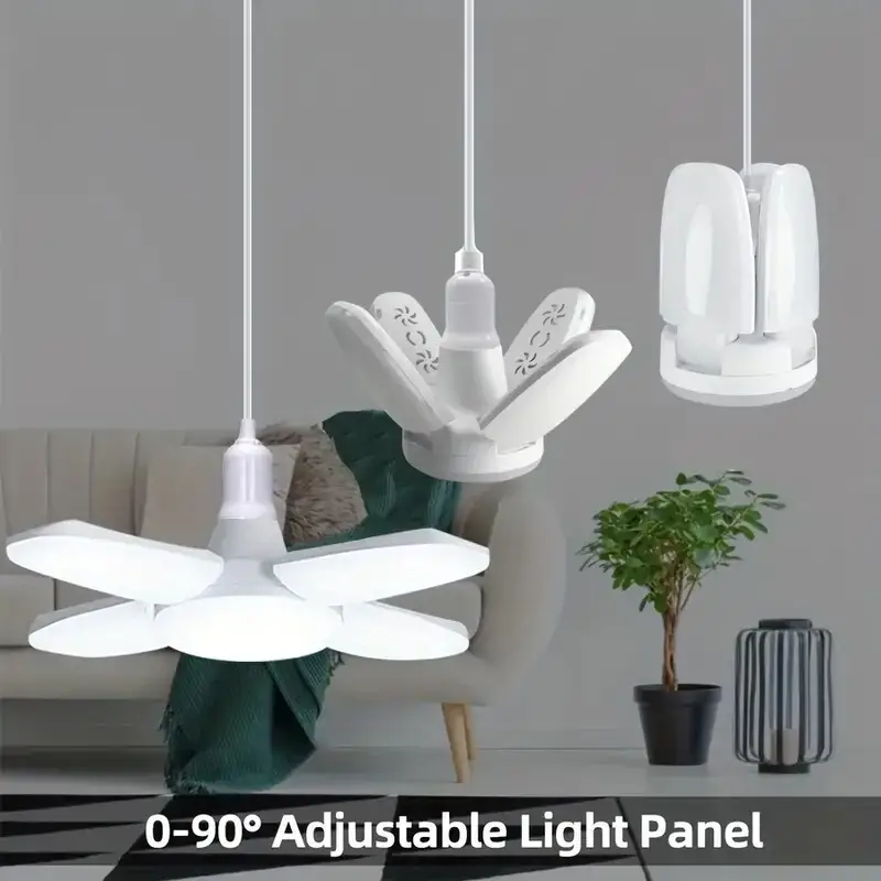 1x 28W LED Light Bulb E27 Folding Fan Blade Ceiling Lamp, Garage, Workshop, Home - image 2 | Free standard UK delivery included | Discount Quality Products
