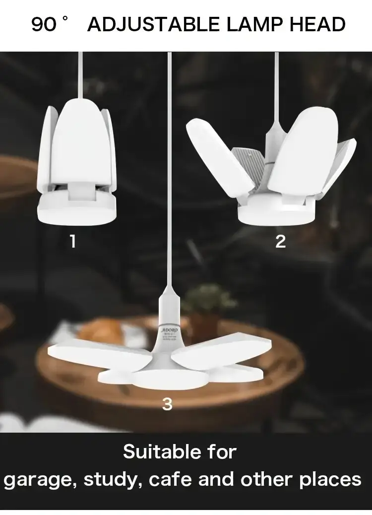 1x 28W LED Light Bulb E27 Folding Fan Blade Ceiling Lamp, Garage, Workshop, Home - image 3 | Free standard UK delivery included | Discount Quality Products