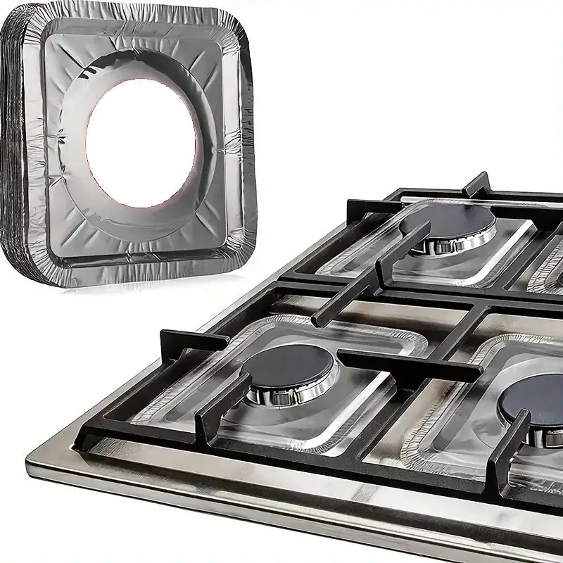 10x Disposable 8" square Heat Resistant Aluminium Gas Stove Burner Lining