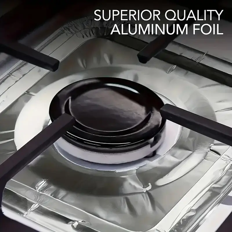 10x Disposable 8" square Heat Resistant Aluminium Gas Stove Burner Lining - image 2 | Free standard UK delivery included | Discount Quality Products