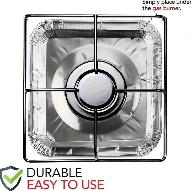 10x Disposable 8" square Heat Resistant Aluminium Gas Stove Burner Lining - image 4 | Free standard UK delivery included | Discount Quality Products