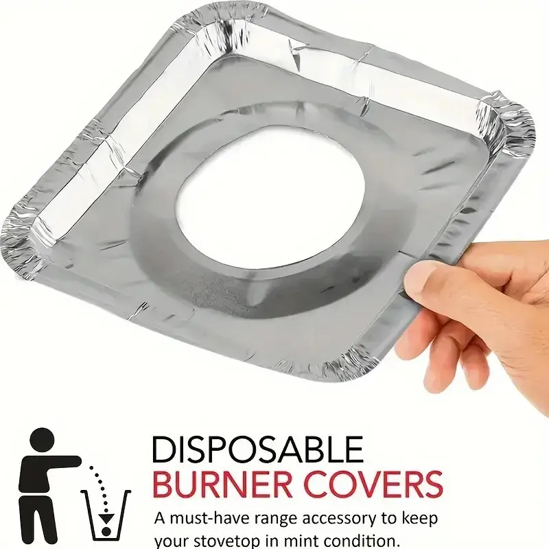 10x Disposable 8" square Heat Resistant Aluminium Gas Stove Burner Lining - image 5 | Free standard UK delivery included | Discount Quality Products