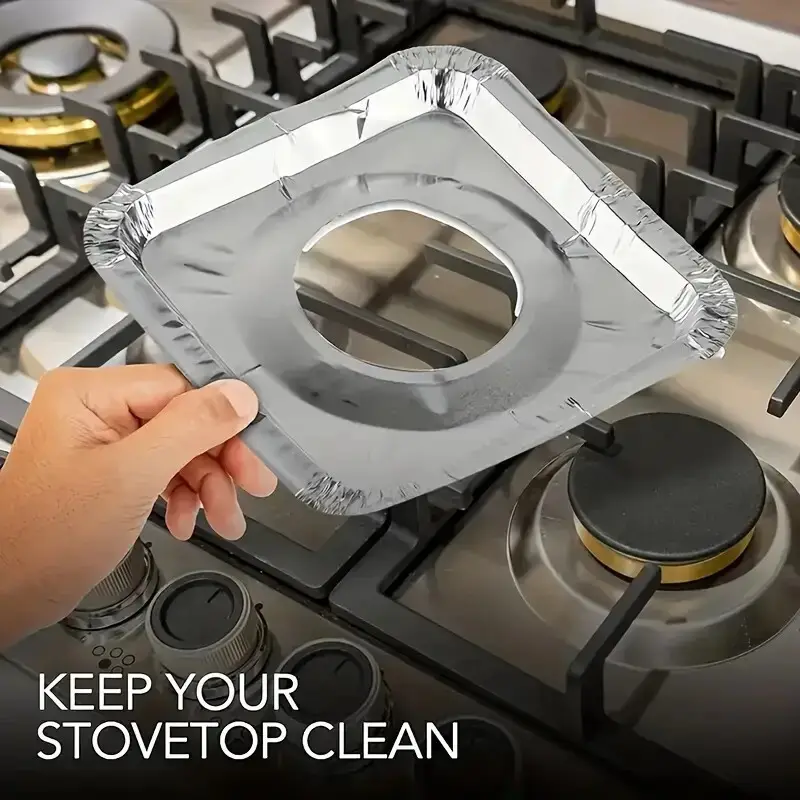 10x Disposable 8" square Heat Resistant Aluminium Gas Stove Burner Lining - image 6 | Free standard UK delivery included | Discount Quality Products