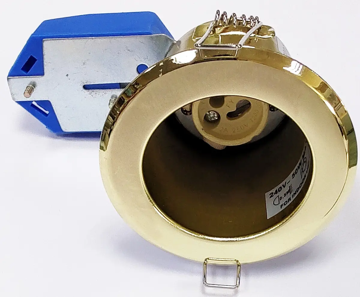 Click Fire Rated Brass Ceiling Spring Clip Downlight GU10 Halogen/LED GU415BR