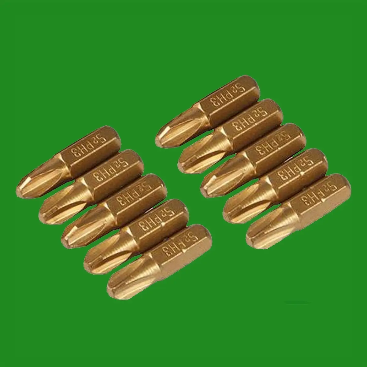 10x PH3 25mm Phillips Gold Screwdriver Bits Titanium Coated 1/4″ Drive S2 Steel