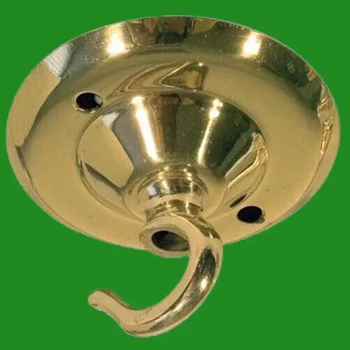 75mm Polished Brass Ceiling Rose Hook Chandelier Light Fitting Base Fixing Plate