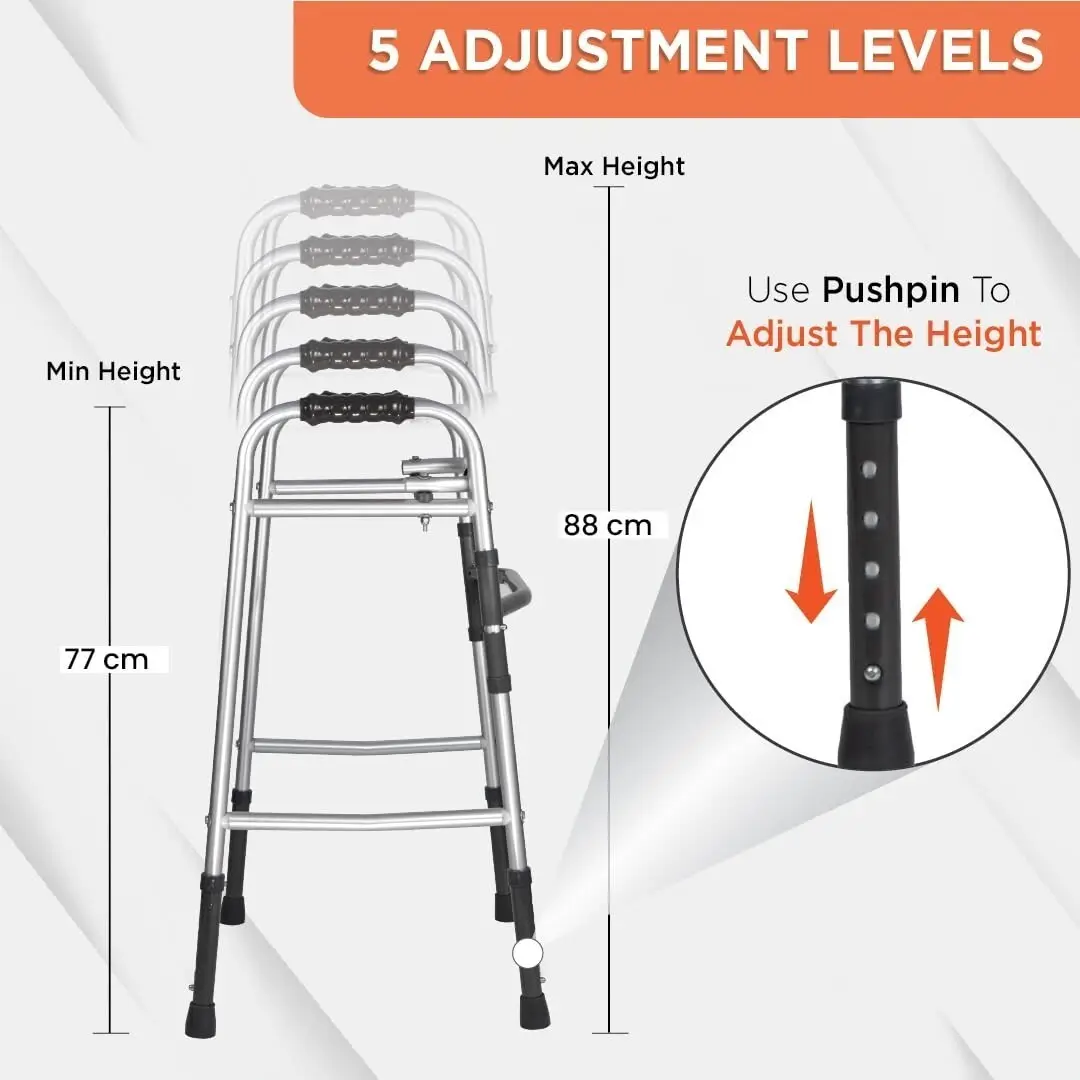 Vissco Foldable Walking Aid (Zimmer) Frame Elderly Disability, Height Adjustable - image 7 | Free standard UK delivery included | Discount Quality Products
