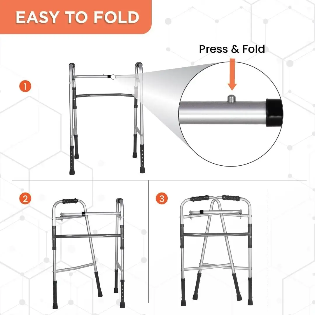 Vissco Foldable Walking Aid (Zimmer) Frame Elderly Disability, Height Adjustable - image 10 | Free standard UK delivery included | Discount Quality Products