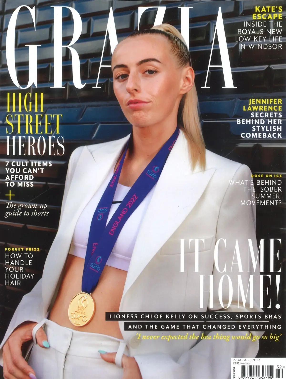 Grazia Magazine, Football's Lioness C. Kelly, J. Lawrence, K. Middleton, 22.8.22