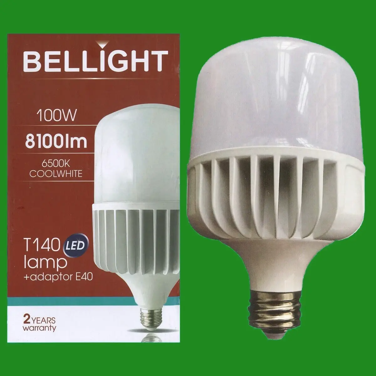 1x 100W (=450W) T140 LED Light Bulb 6500K Edison Screw ES E27 &amp; GES E40 Adaptor