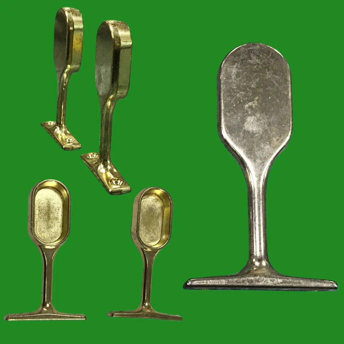 2x Brass Oval Wardrobe Rail Rod Holder Elliptical Free End Under Fix Bar Support