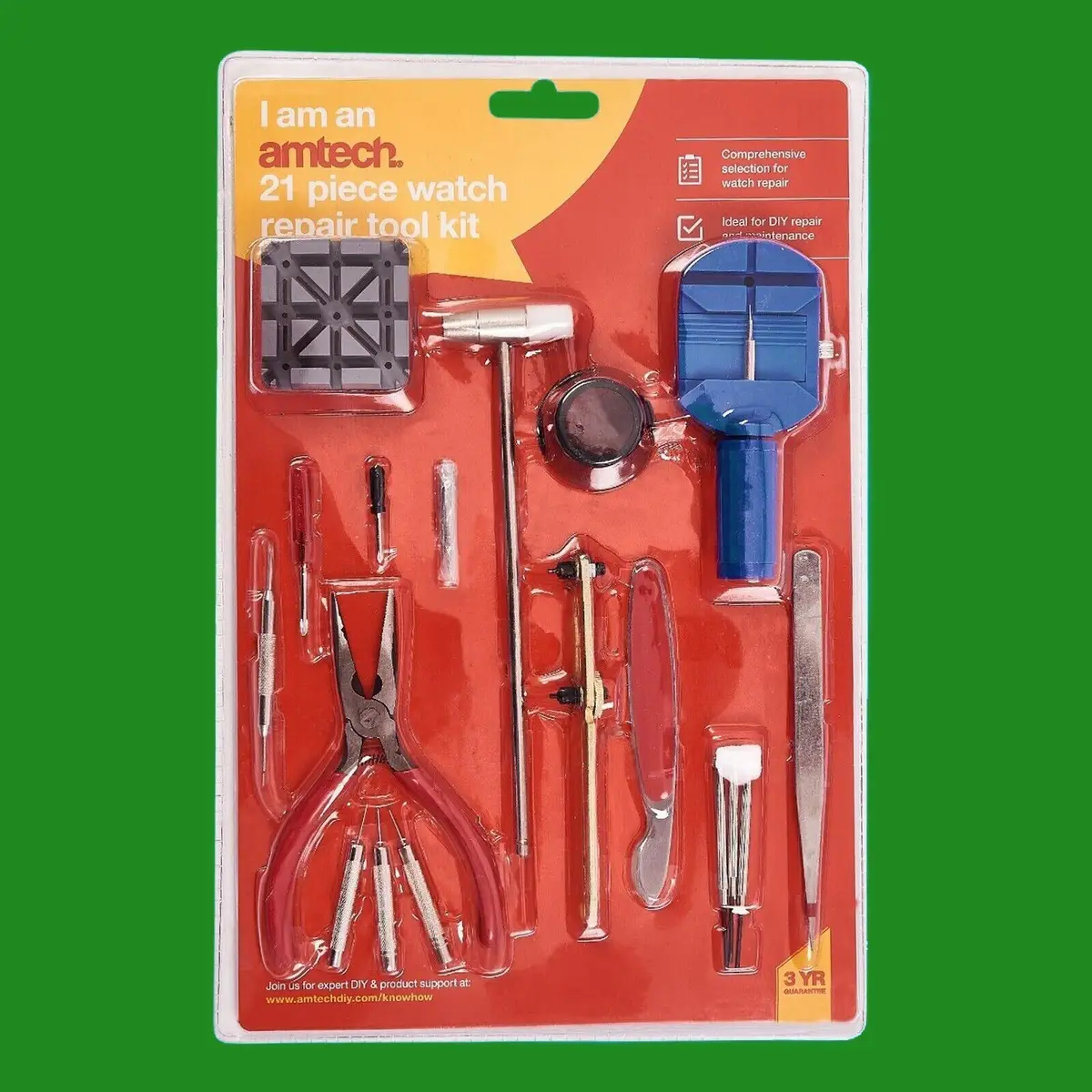 21pc Watch Repair Tool Kit, Link Pin Remover, Back Case Opener, Hammer, Eye Loop - image 2 | Free standard UK delivery included | Discount Quality Products