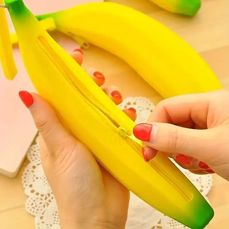 1x Banana Coin Purse, Lightweight Clutch Wallet, Silicone Fruit Zipper Bag - image 2 | Free standard UK delivery included | Discount Quality Products