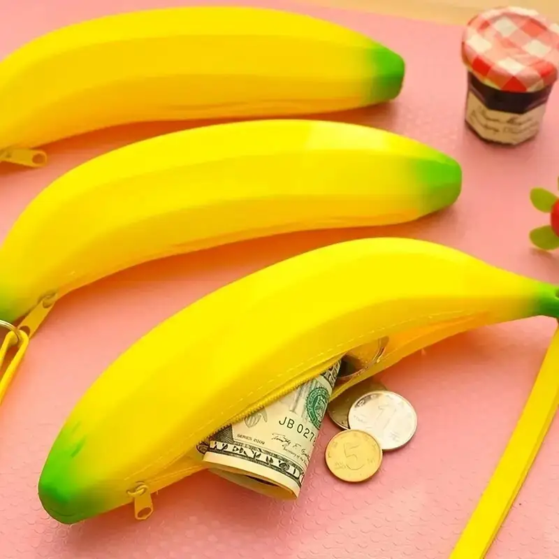 1x Banana Coin Purse, Lightweight Clutch Wallet, Silicone Fruit Zipper Bag - image 5 | Free standard UK delivery included | Discount Quality Products