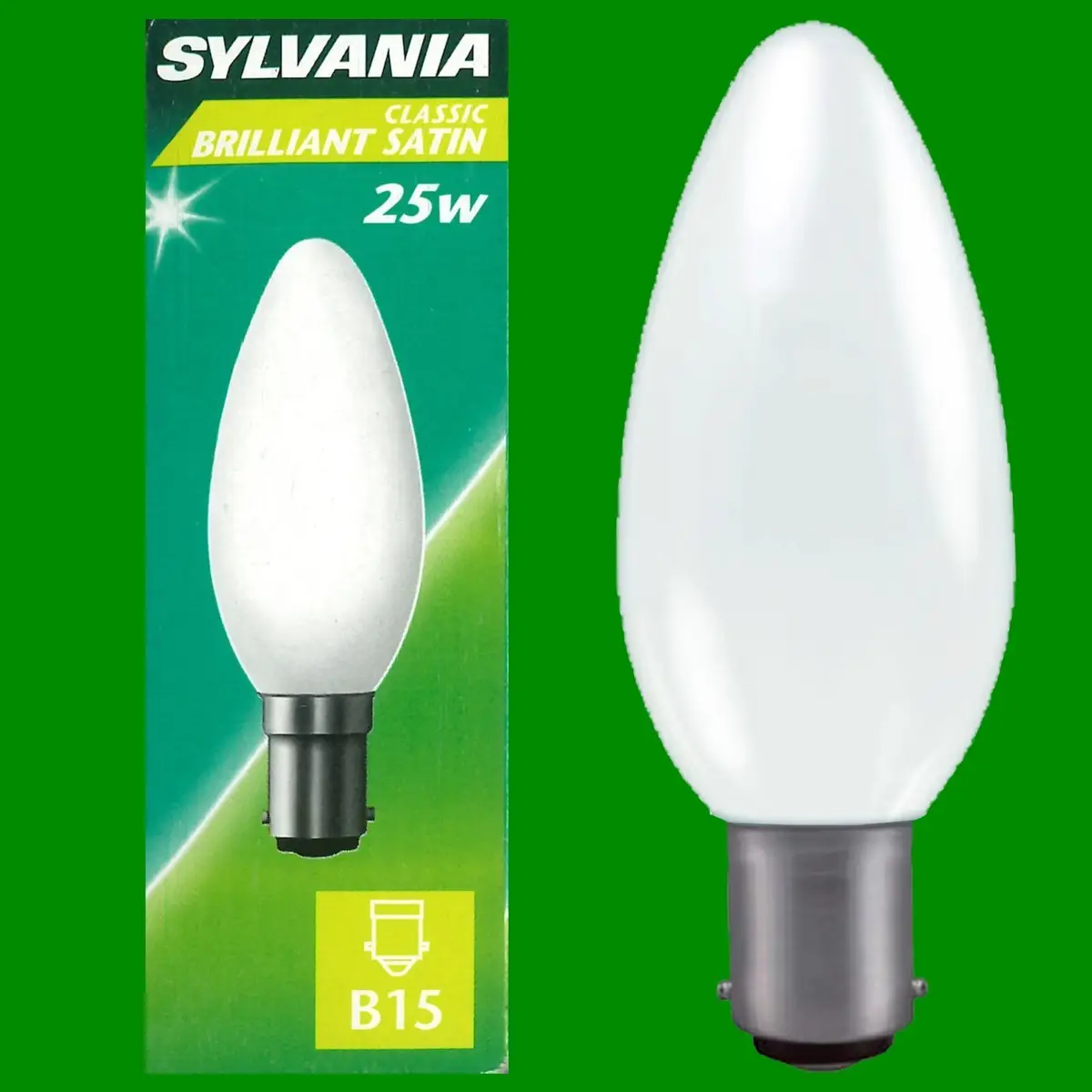 2x 25W Sylvania Opal Dimmable Incandescent Standard Candle Light Bulbs SBC B15