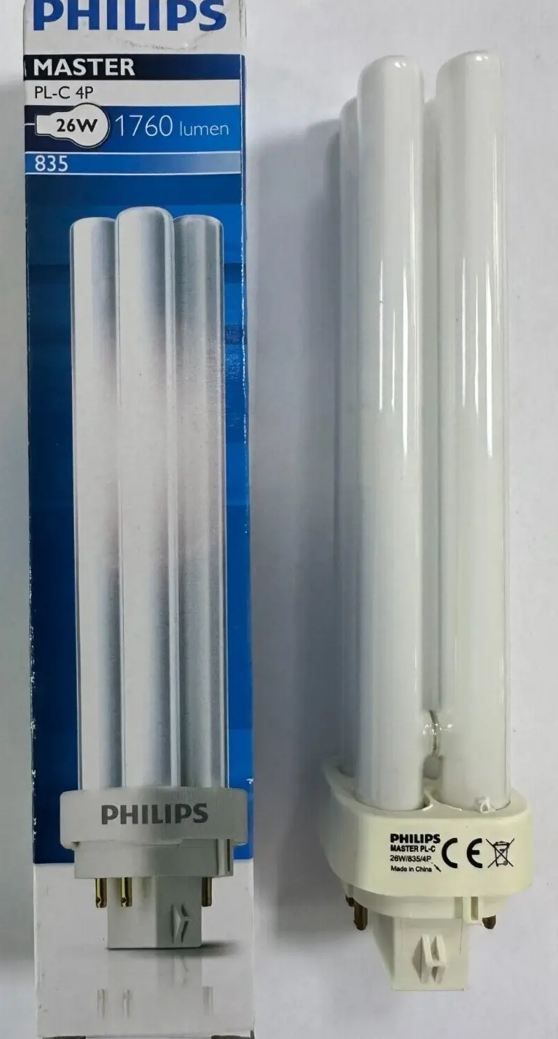 2x Philips Dimmable 26W G24q-3 4 pin 3500K Low Energy CFL Light Bulb PL PLC Lamp