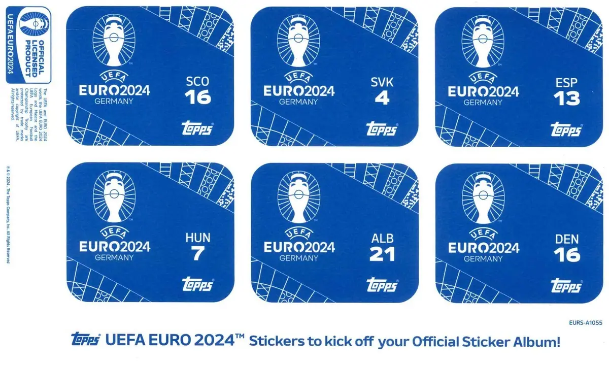 Topps Sheet of 6 Stickers, Football, Soccer, UEFA EURO 2024, Rodri, McTominay - image 2 | Free standard UK delivery included | Discount Quality Products
