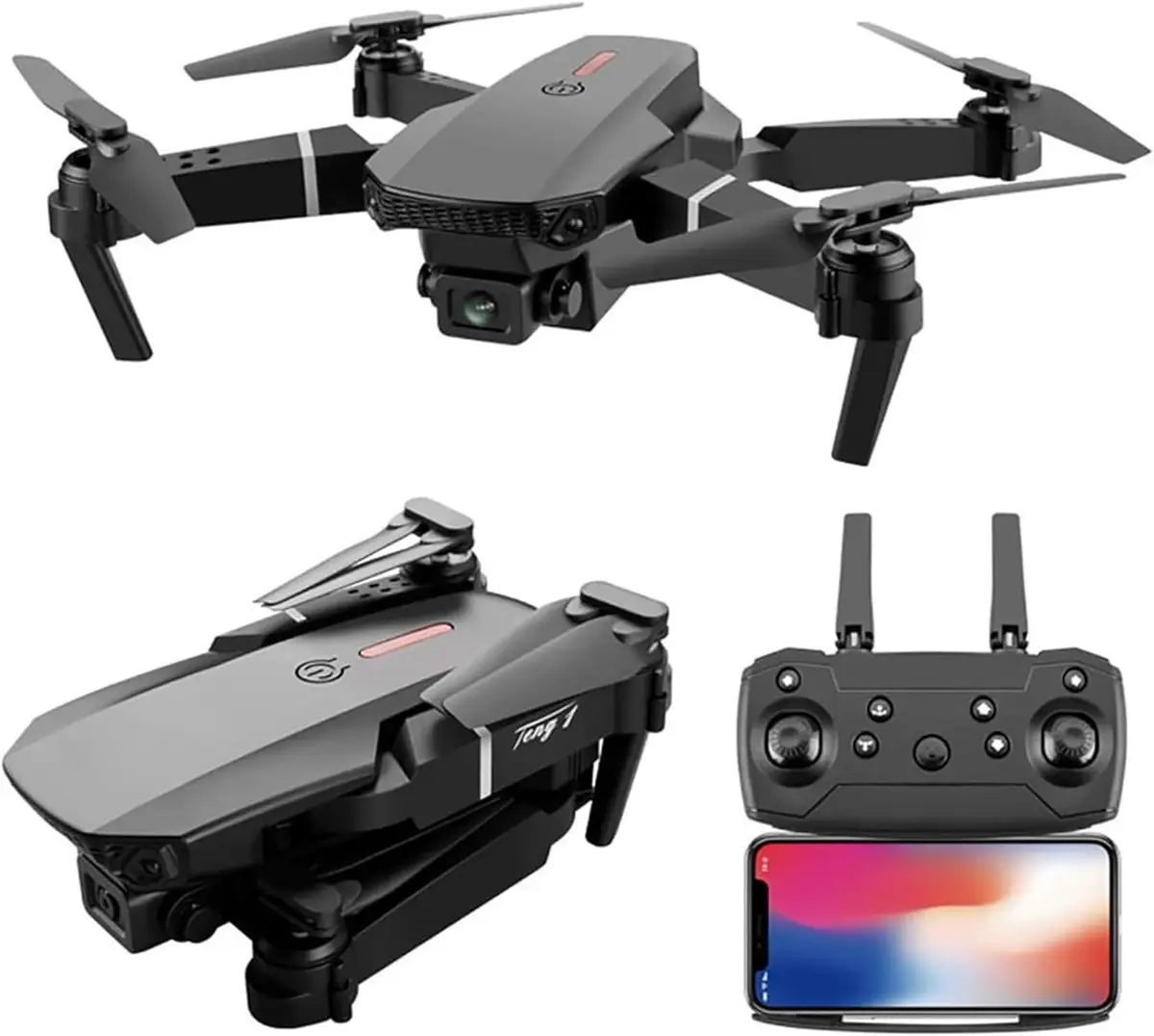 Mini Foldable Drone E88 Pro, HD 1080p Camera, Wifi FPV Quadcopter RC, 360 ° turn