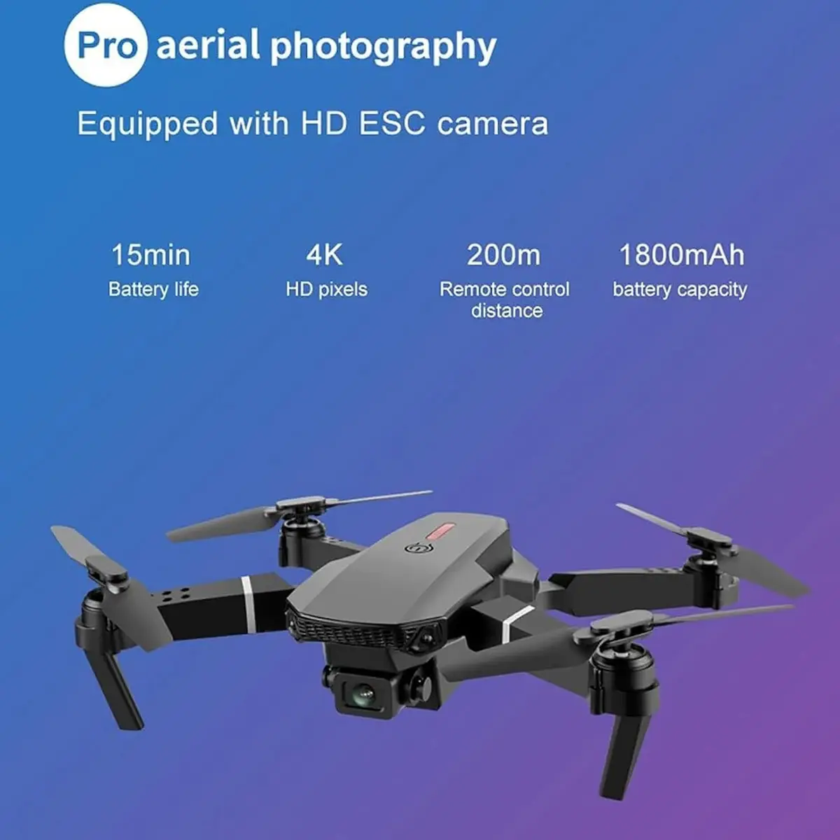 Mini Foldable Drone E88 Pro, HD 1080p Camera, Wifi FPV Quadcopter RC, 360 ° turn - image 3 | Free standard UK delivery included | Discount Quality Products