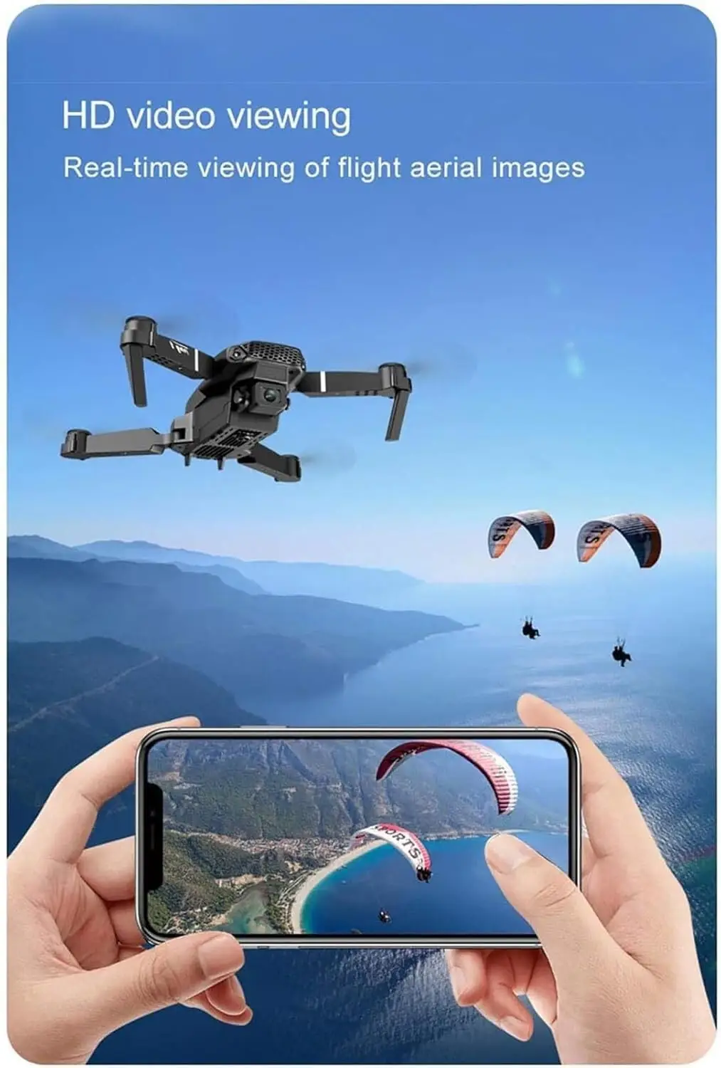 Mini Foldable Drone E88 Pro, HD 1080p Camera, Wifi FPV Quadcopter RC, 360 ° turn - image 4 | Free standard UK delivery included | Discount Quality Products