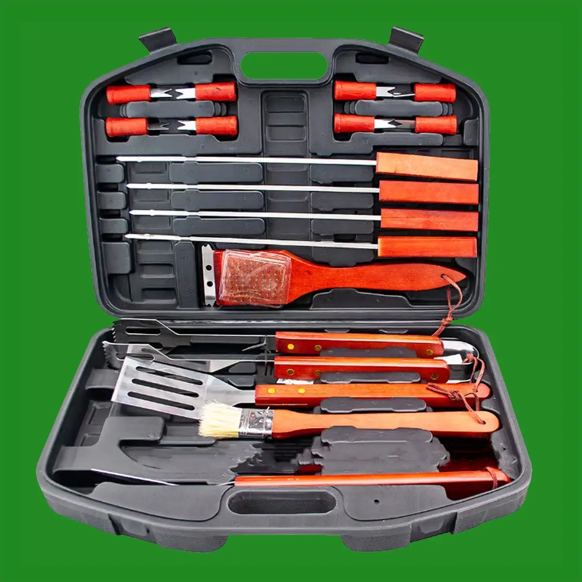 17 Piece BBQ Grill Tool Set &amp; Hard Storage Case Barbecue Utensil Stainless Steel
