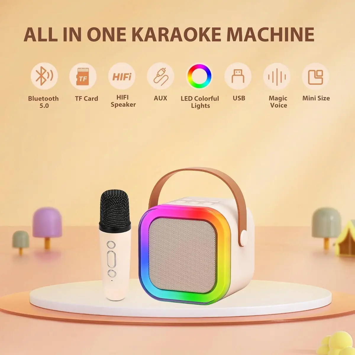 Karaoke Machine Portable Bluetooth Speaker With Voice Changing Effect Microphone - image 3 | Free standard UK delivery included | Discount Quality Products