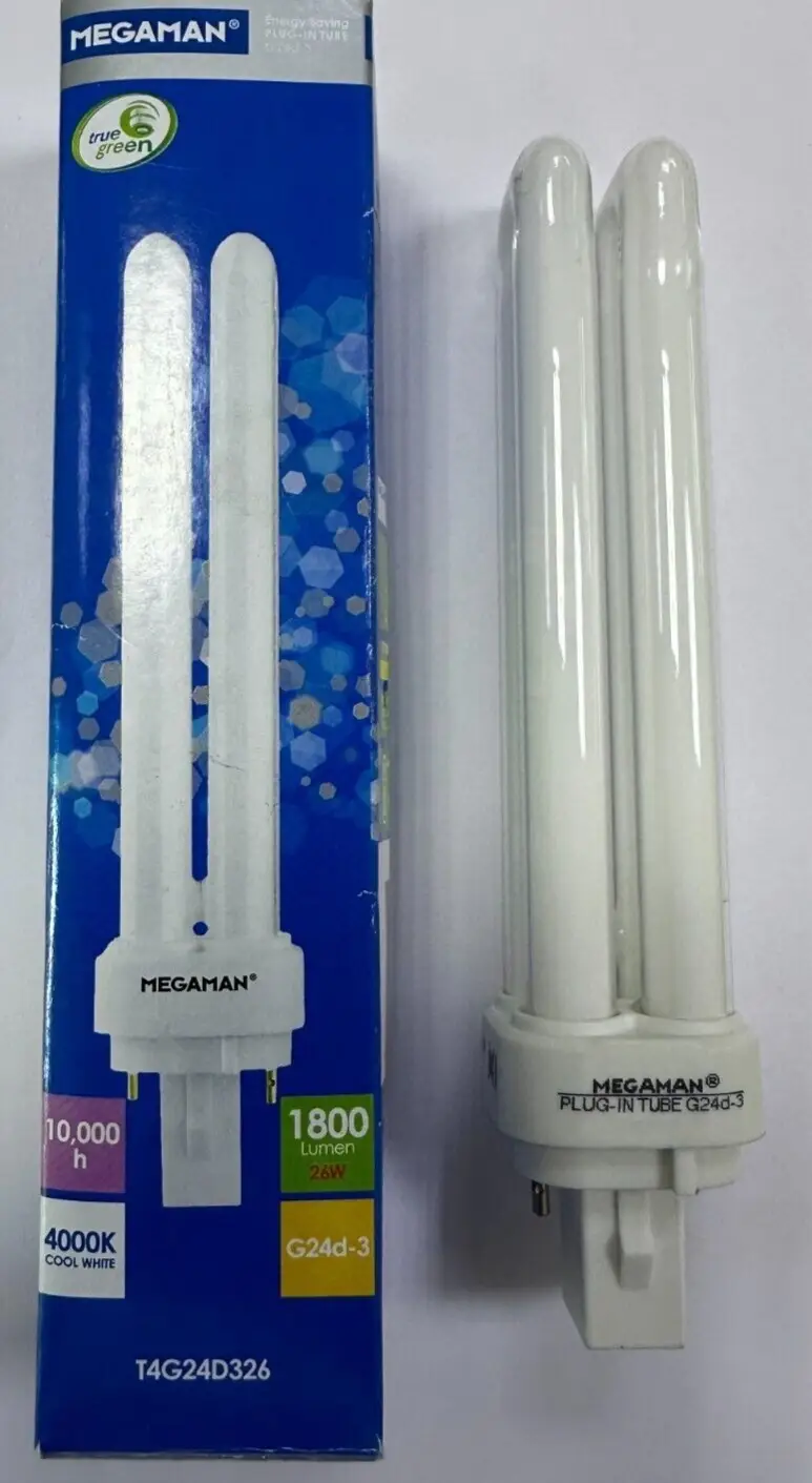 1x 26W Megaman G24d-3 2 pin Low Energy CFL Light Bulb 4000K 840 Cool White Lamps