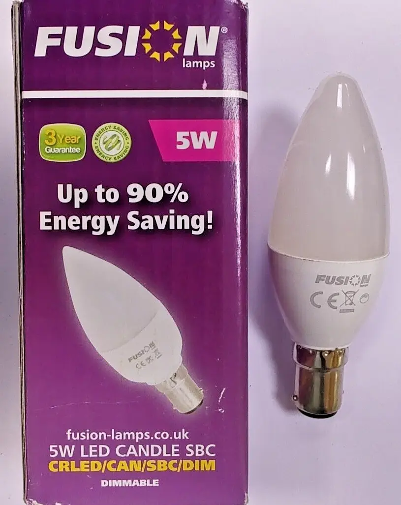 5W Fusion LED Pearl Candle Dimmable Light Bulbs, SBC B15 2700K Warm White Lamps