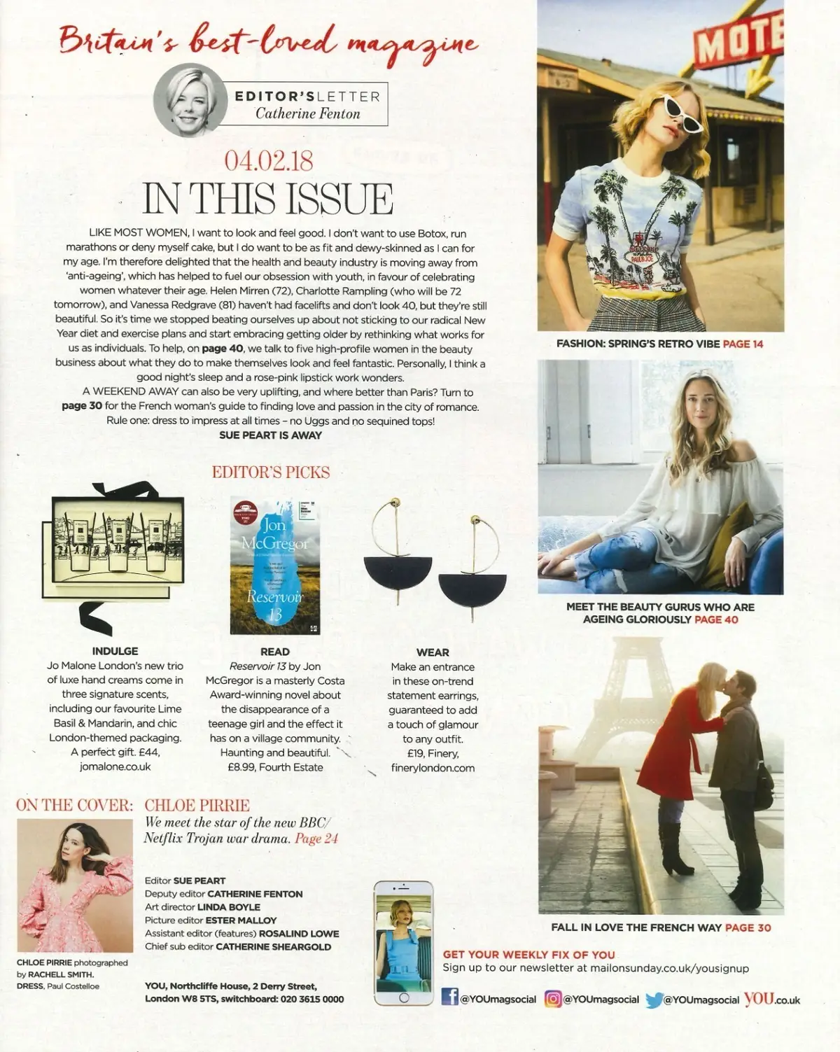 You Magazine: Chloe Pirrie, Helen Mirren, Charlotte Rampling, Fashion, 4.2.18 - image 2 | Free standard UK delivery included | Discount Quality Products