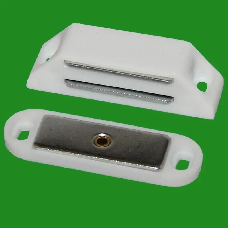 2x White Magnetic Heavy Duty Catches, Cupboard Cabinet Door Wardrobe, 6kg Pull
