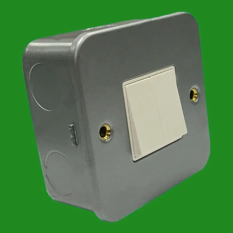 Double (2) Switch 2 Gang 2 Way 10AX Metal Clad Wall Mains Light Switch, Back Box - image 3 | Free standard UK delivery included | Discount Quality Products