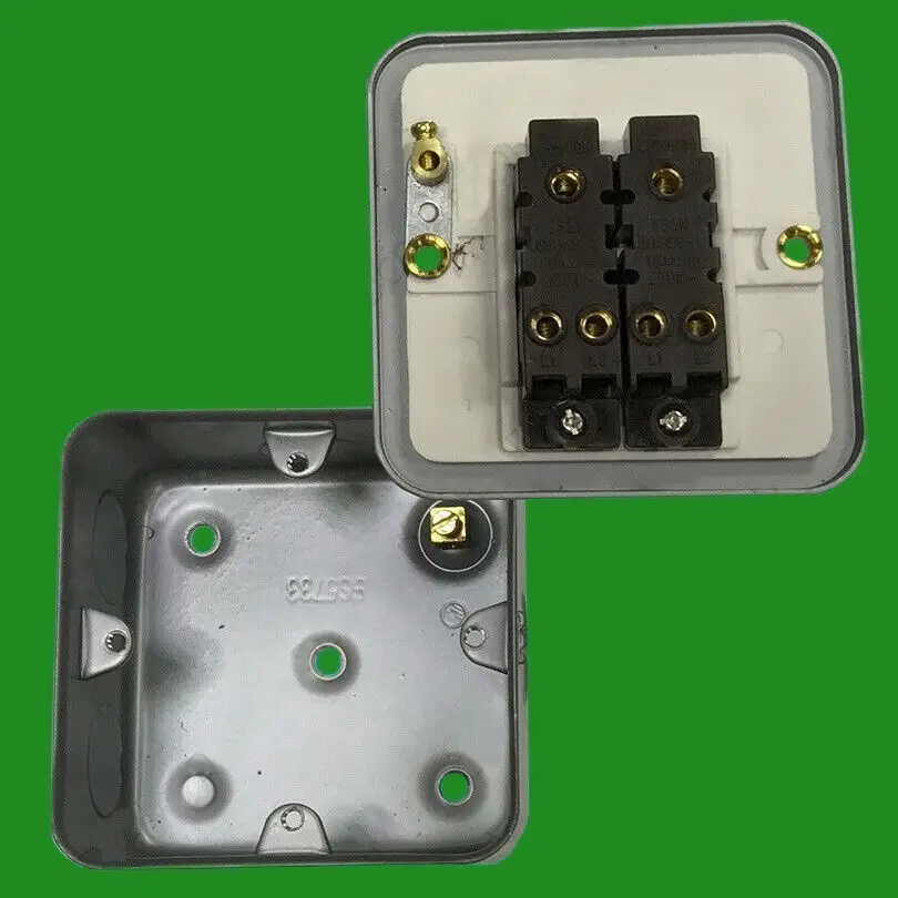 Double (2) Switch 2 Gang 2 Way 10AX Metal Clad Wall Mains Light Switch, Back Box - image 4 | Free standard UK delivery included | Discount Quality Products
