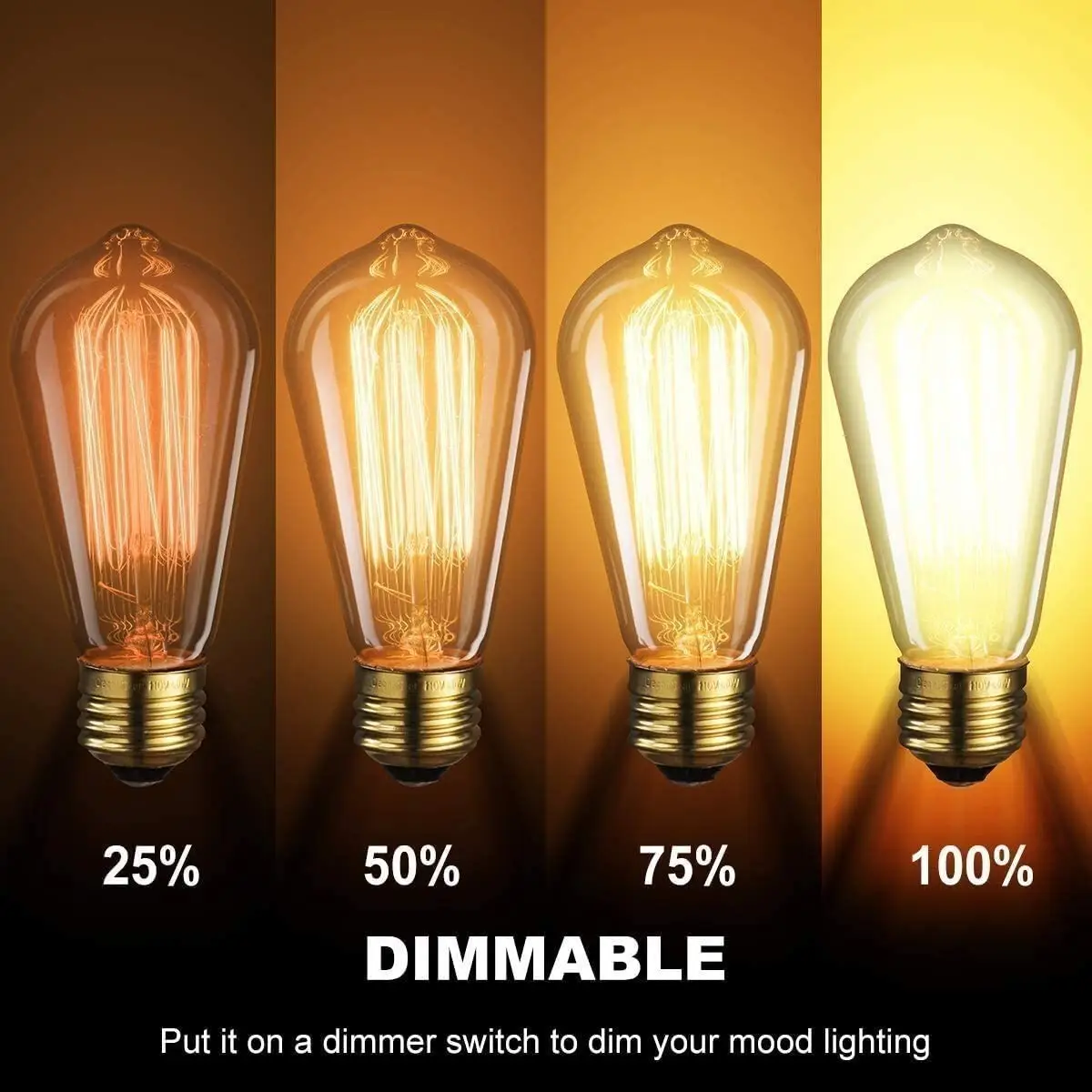 2x 40W Gold Antique Vintage Style Squirrel Cage ST64 Dimmable Light Bulbs ES E27 - image 3 | Free standard UK delivery included | Discount Quality Products