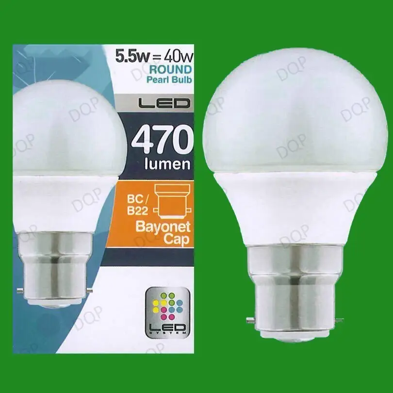 4x 5.5W LED Ultra Low Energy Instant On Pearl Round Golf Light Bulb BC B22 Lamp