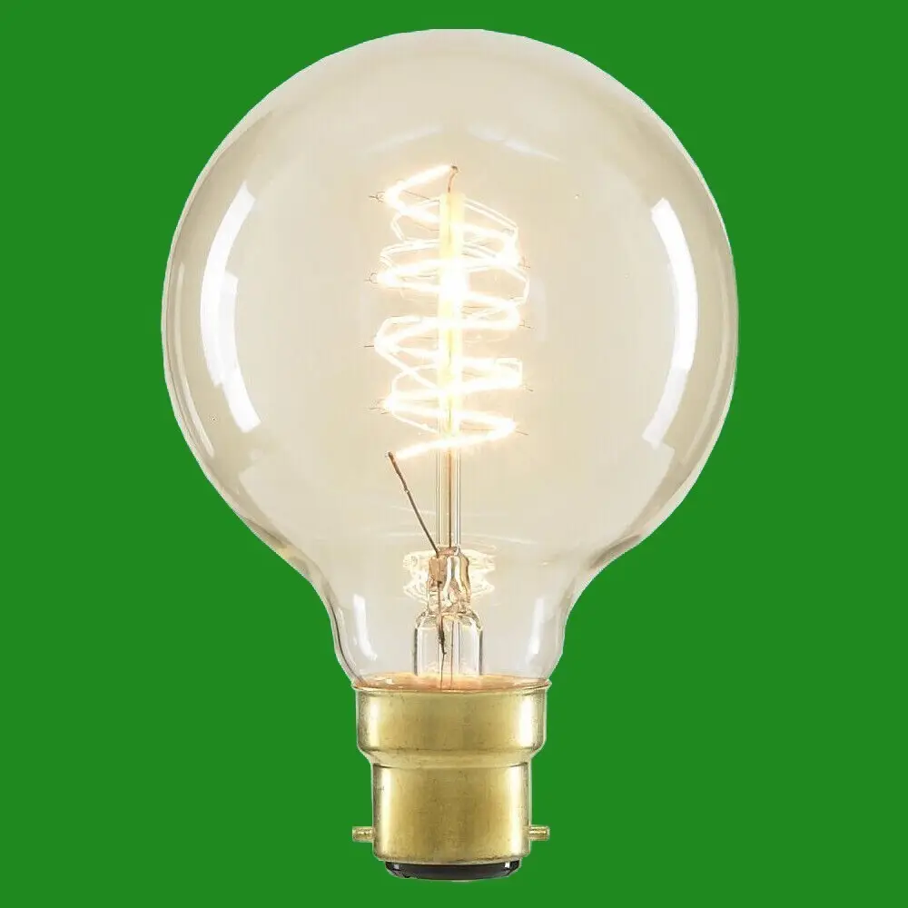 4x 60W Antique Spiral Filament Dimmable Clear G80 Light Bulbs BC B22 Retro Lamps - image 2 | Free standard UK delivery included | Discount Quality Products