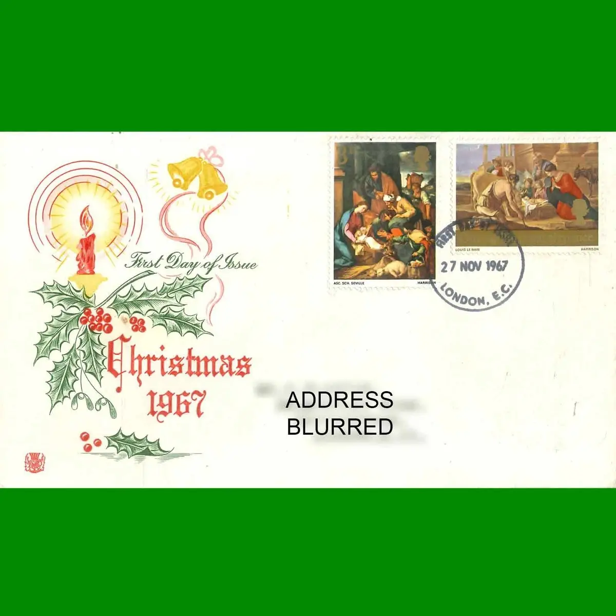FDC Christmas 1967 Commemorative Festive First Day Cover Stamps, 27.11.1967