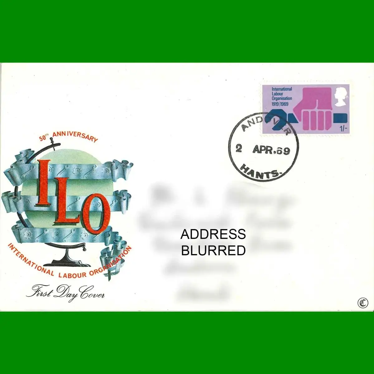 FDC International Labour Organisation 50th Anniversary First Day Cover, 2.4.1969
