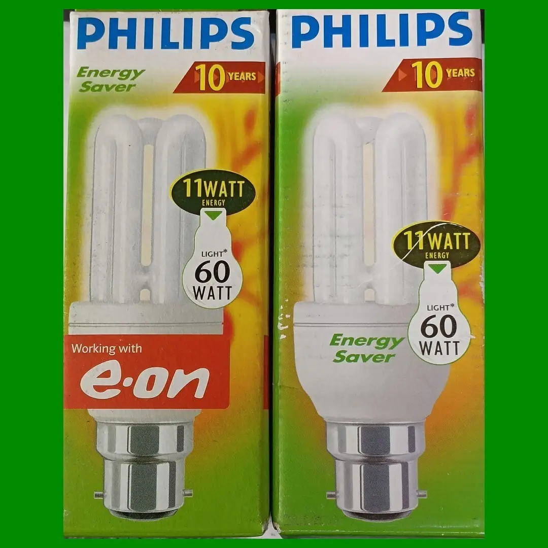 2x 11W (=60W) Philips Low Energy Power Saving CFL Stick Light Bulbs BC B22 Lamps - image 2 | Free standard UK delivery included | Discount Quality Products