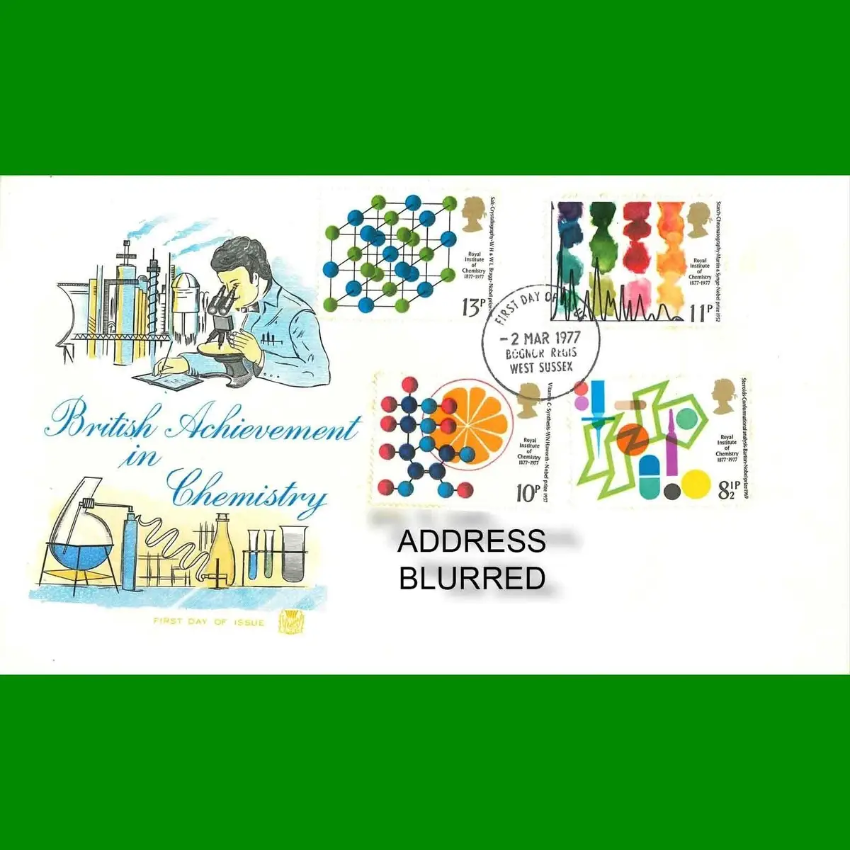 FDC British Achievements in Chemistry Commemorative First Day Cover, 2.3.1977